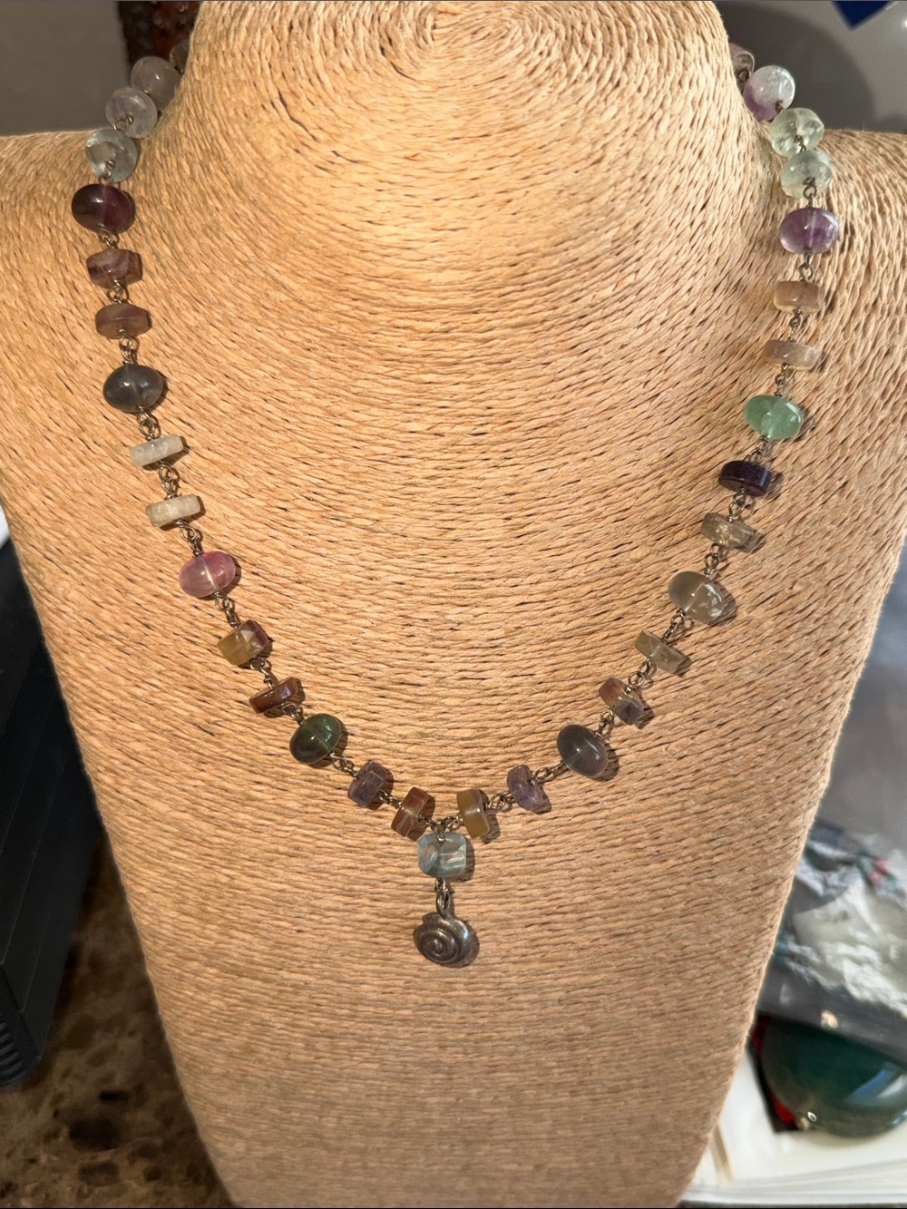 Artisan Multicolor Gemstone Necklace with Pendant - Picture 6 of 14